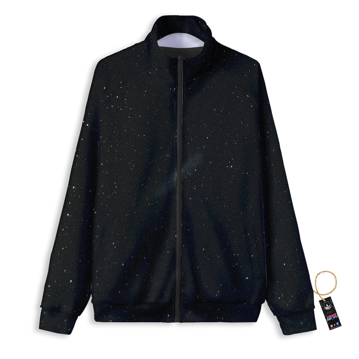 Space Black Print Track Jacket-grizzshop