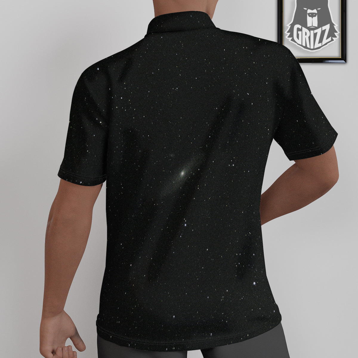 Space Black Print Untucked Shirts-grizzshop