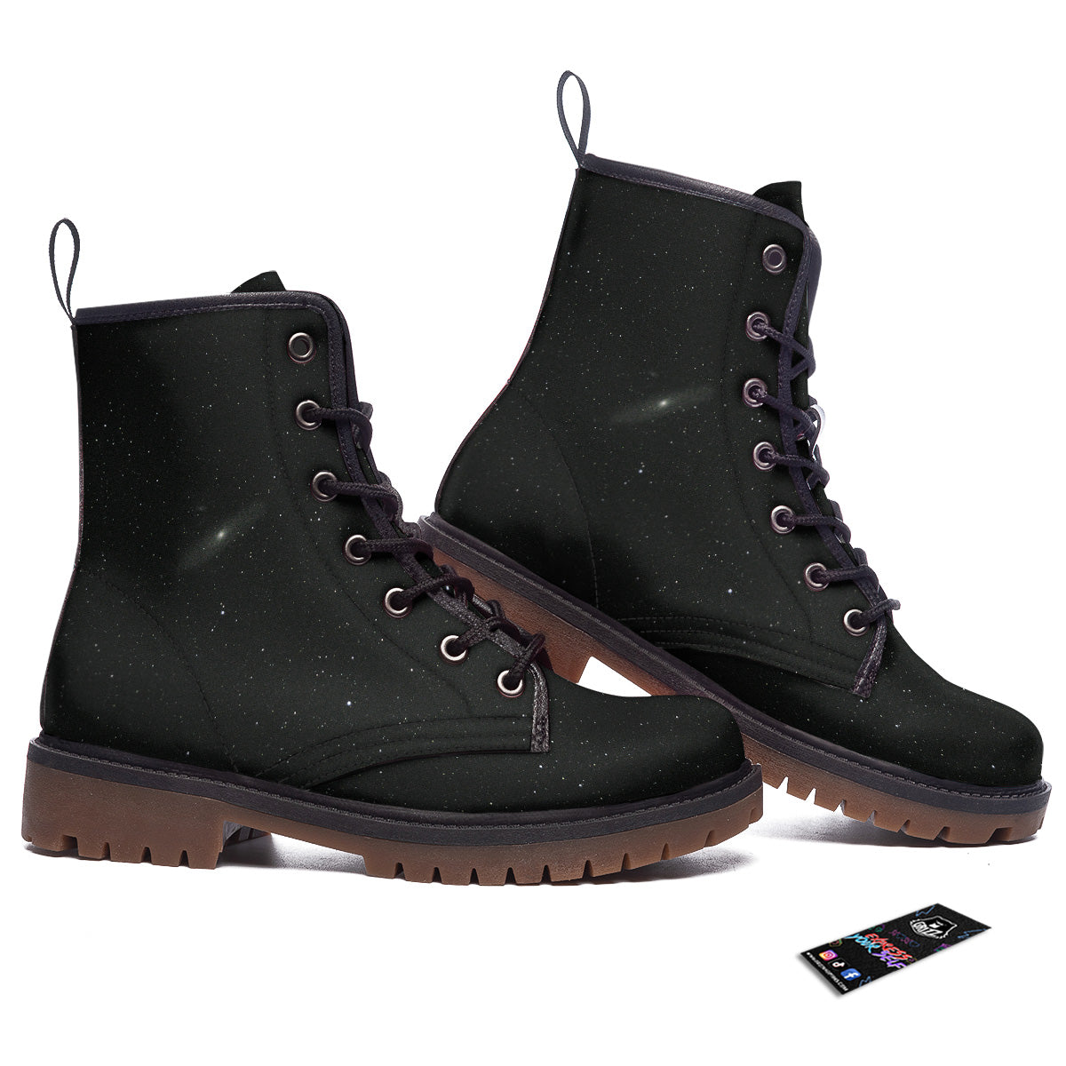 Space Black Print Work Boots-grizzshop
