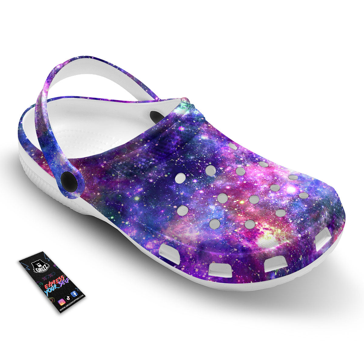 Space Blue Starfield Purple Galaxy Print Clog-grizzshop