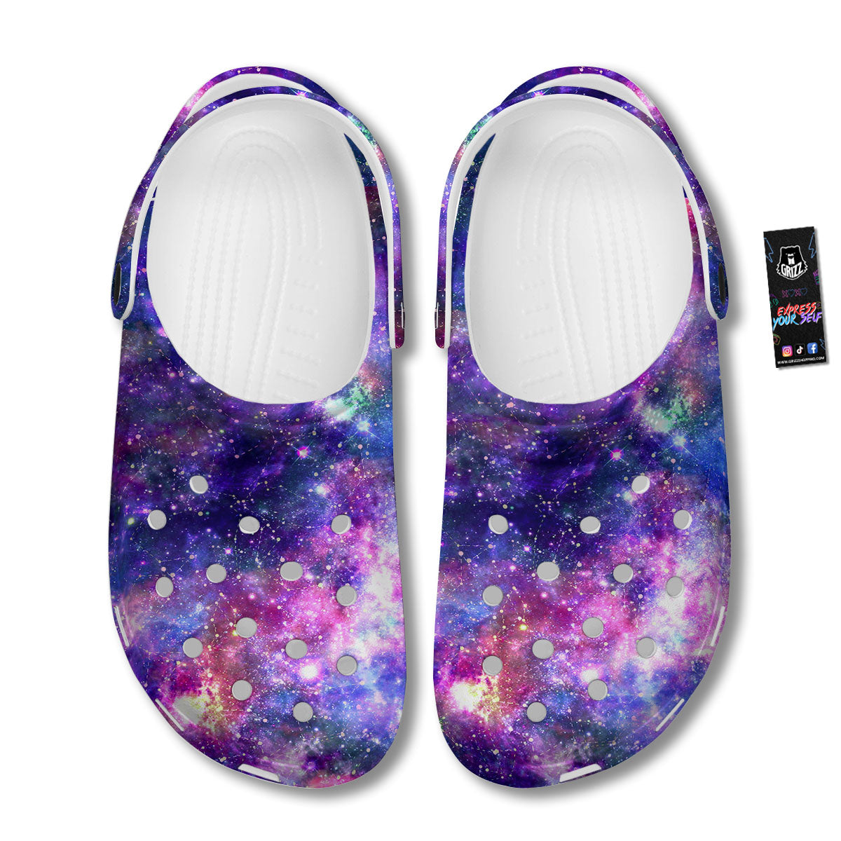 Space Blue Starfield Purple Galaxy Print Clog-grizzshop
