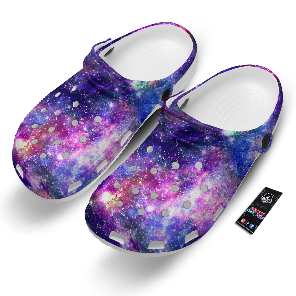 Space Blue Starfield Purple Galaxy Print Clog-grizzshop