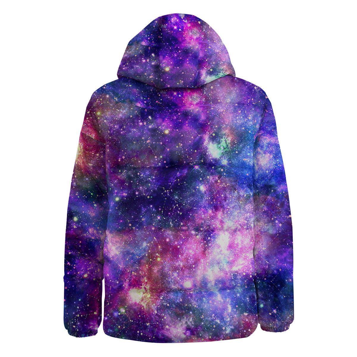 Space Blue Starfield Purple Galaxy Print Down Jacket-grizzshop