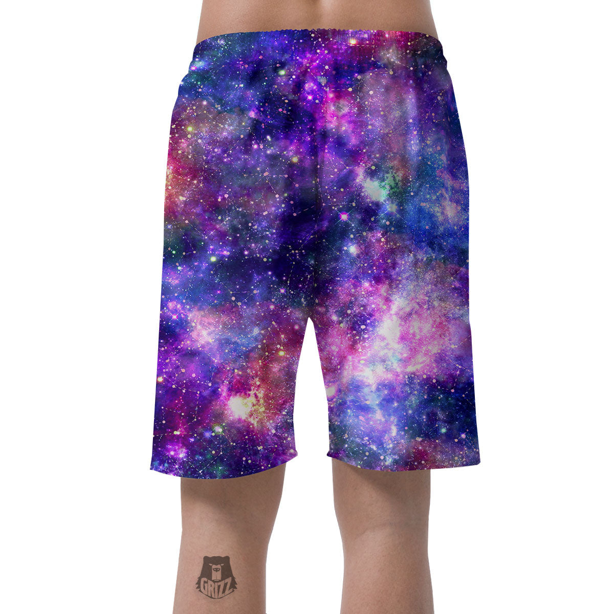 Space Blue Starfield Purple Galaxy Print Men's Shorts-grizzshop