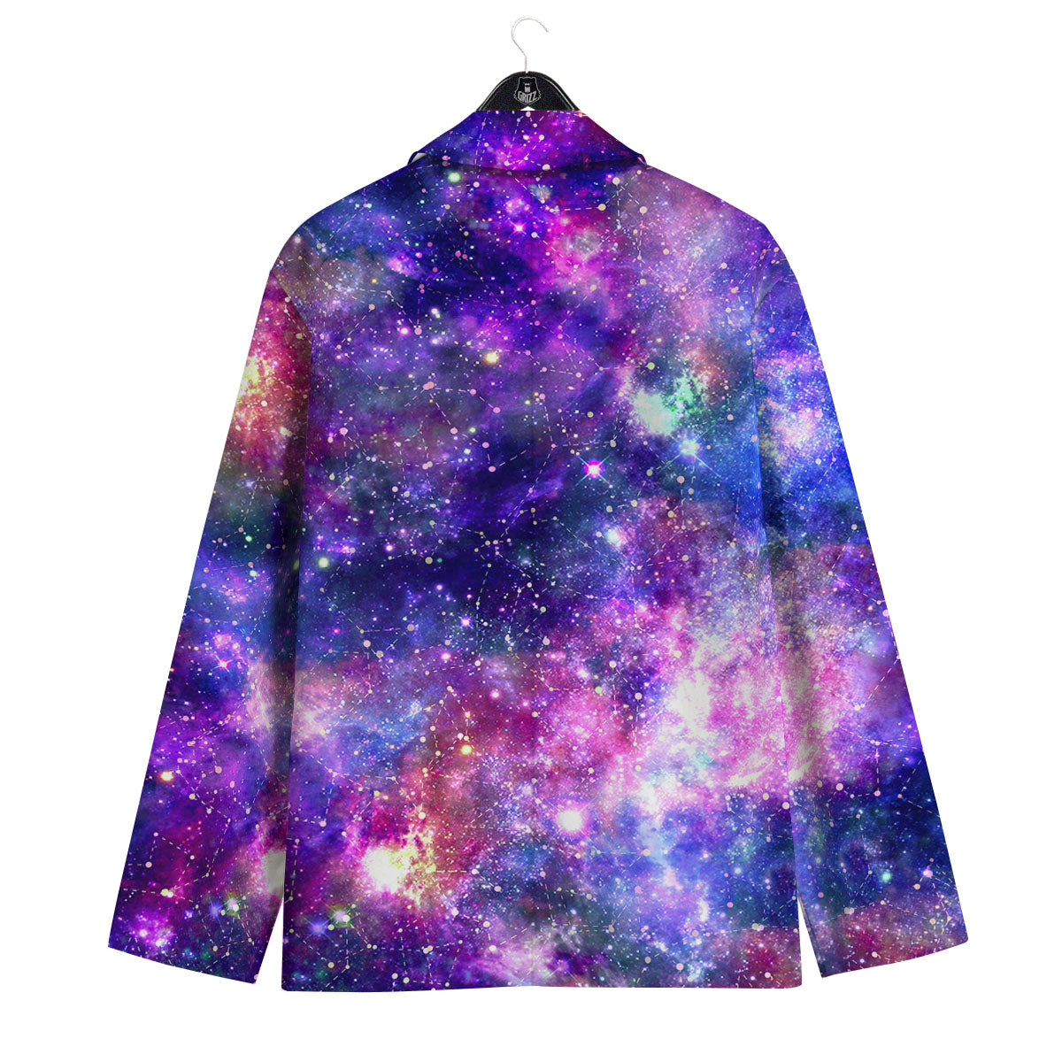 Space Blue Starfield Purple Galaxy Print Men's Sport Coat-grizzshop