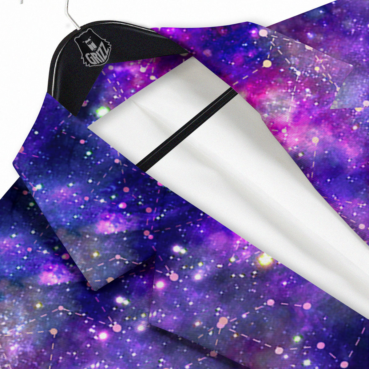 Space Blue Starfield Purple Galaxy Print Men's Sport Coat-grizzshop