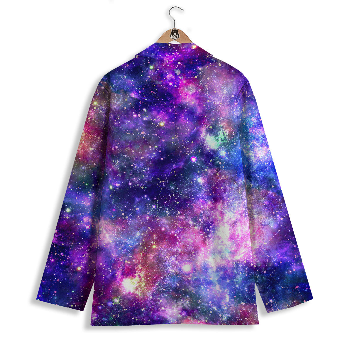 Space Blue Starfield Purple Galaxy Print Women's Blazer-grizzshop