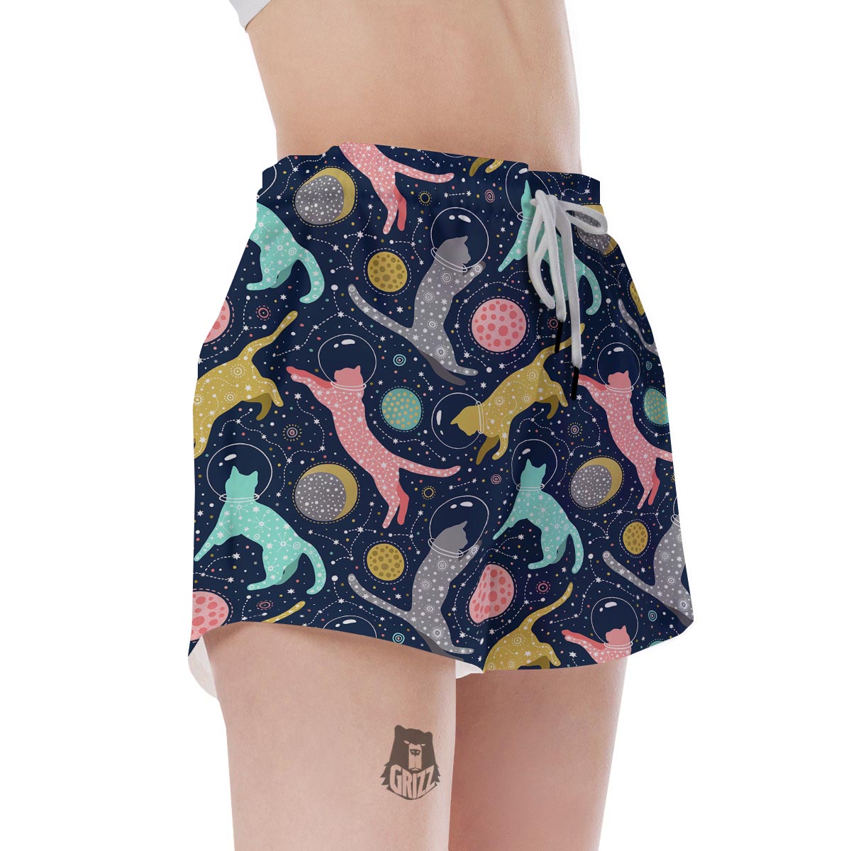 Space Cat Print Women's Shorts-grizzshop