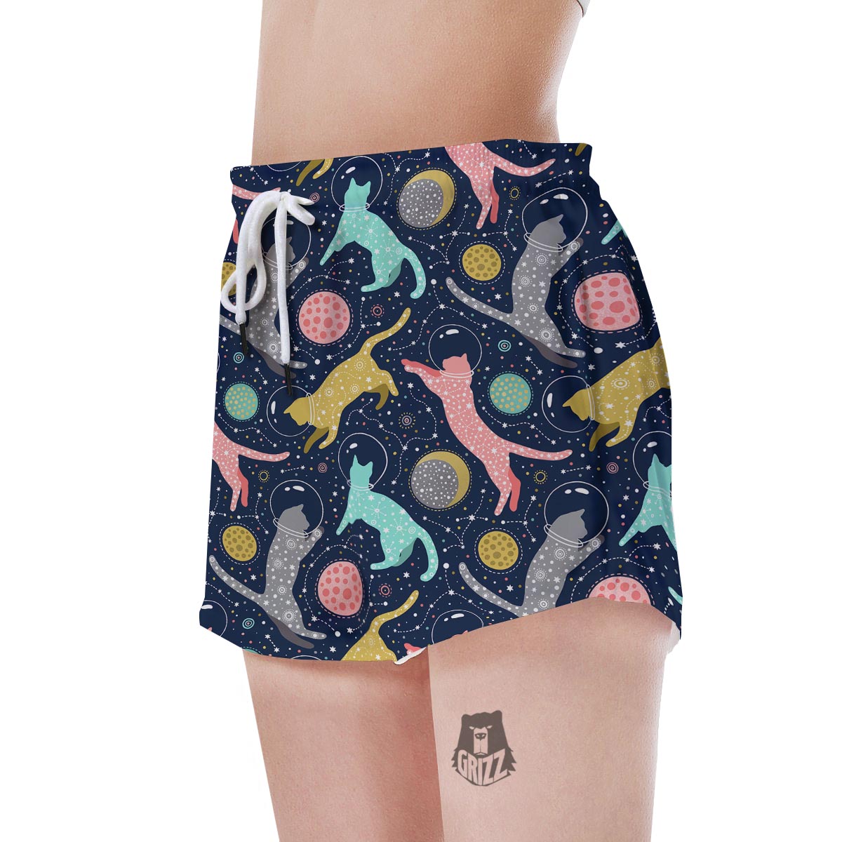 Space Cat Print Women's Shorts-grizzshop