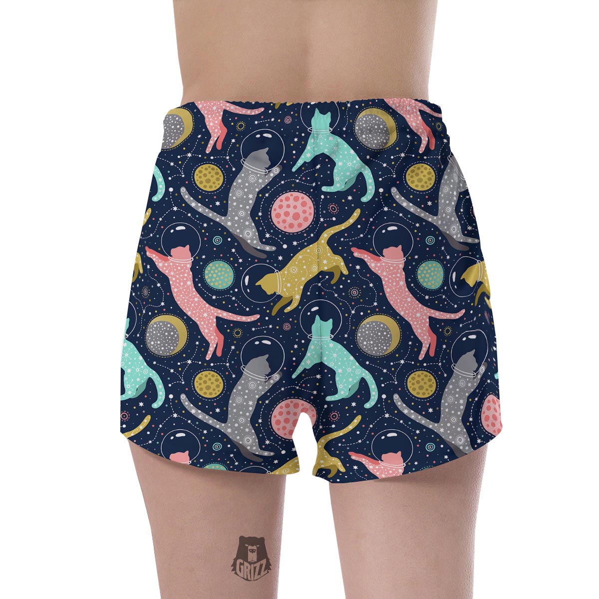 Space Cat Print Women's Shorts-grizzshop