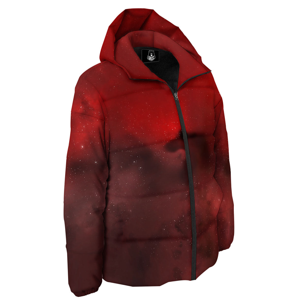 Space Cloud Red Galaxy Print Down Jacket-grizzshop