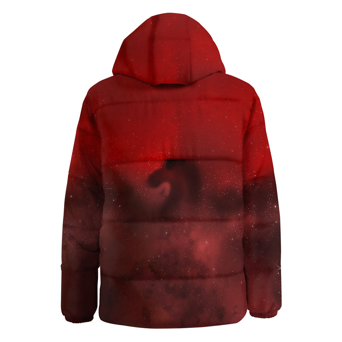 Space Cloud Red Galaxy Print Down Jacket-grizzshop