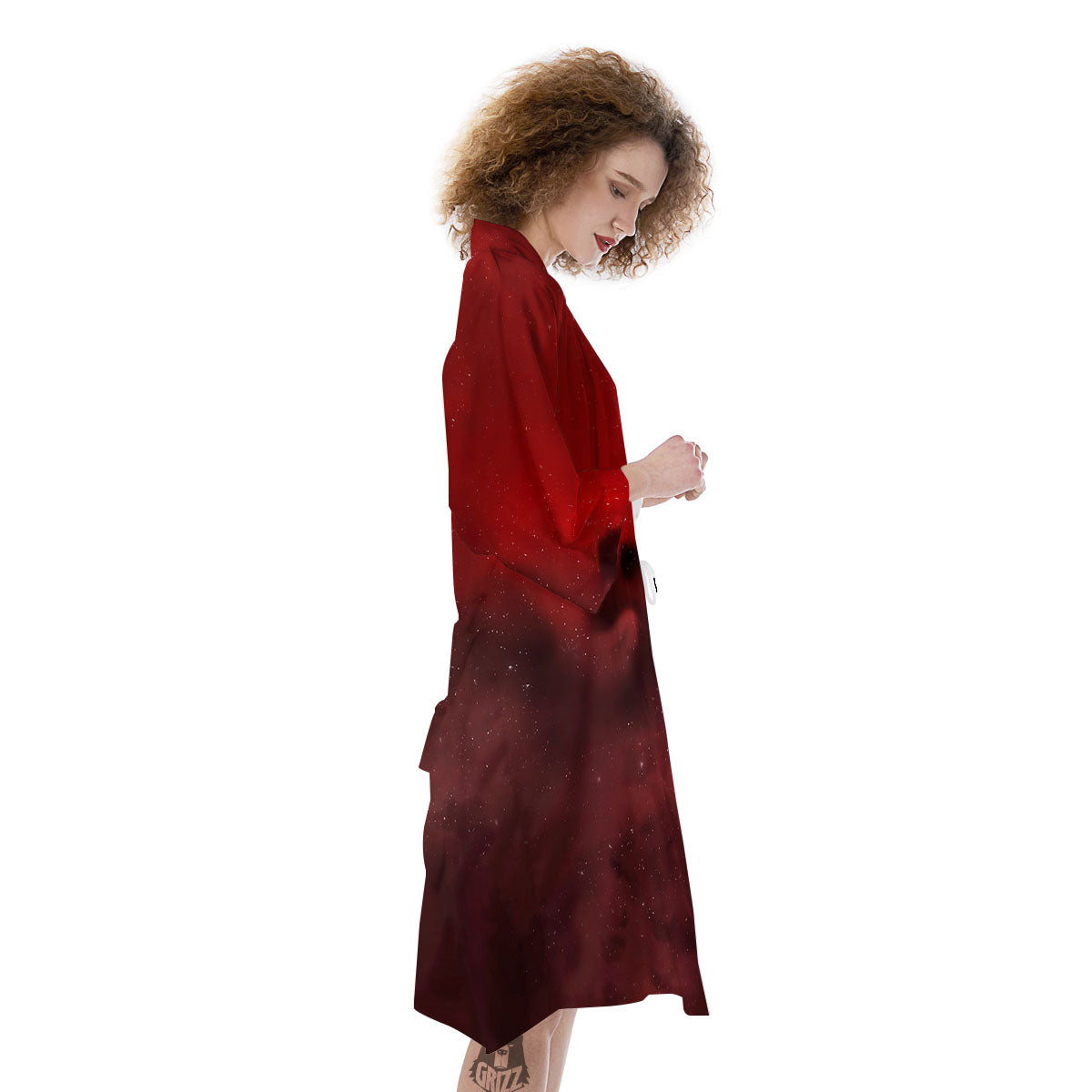 Space Cloud Red Galaxy Print Kimono-grizzshop