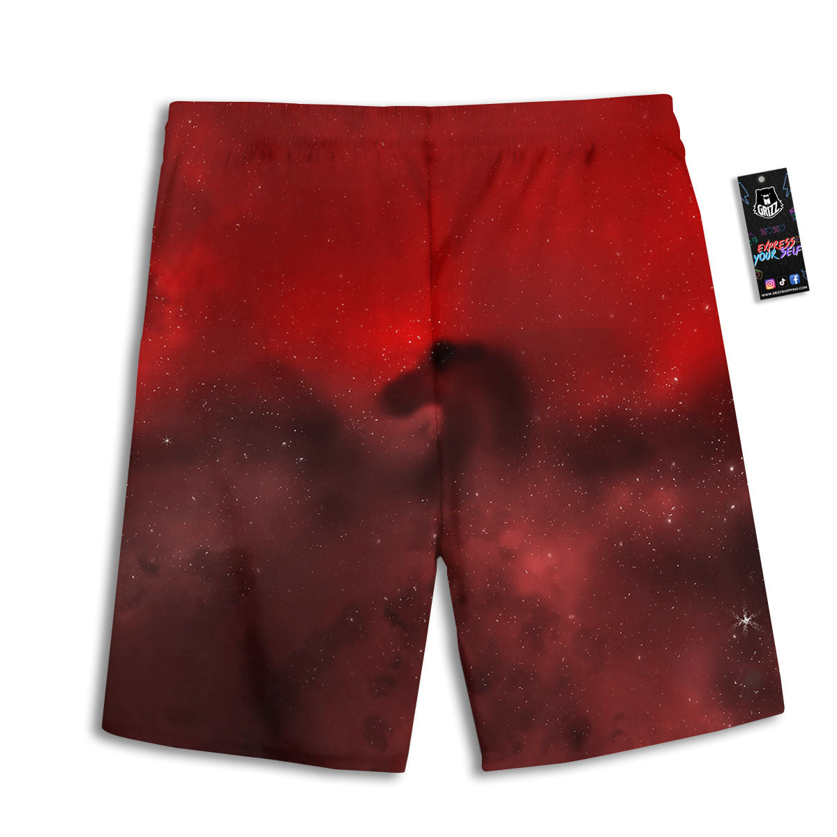 Space Cloud Red Galaxy Print Men's Athletic Shorts
