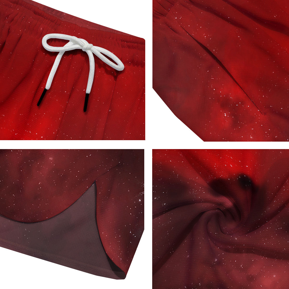 Space Cloud Red Galaxy Print Men's Running Shorts-grizzshop