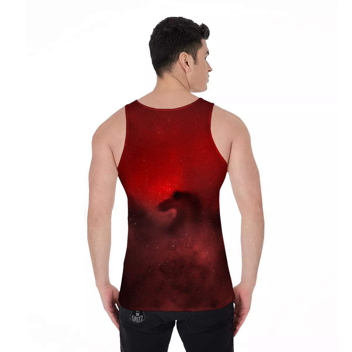 Space Cloud Red Galaxy Print Men's Tank Top-grizzshop