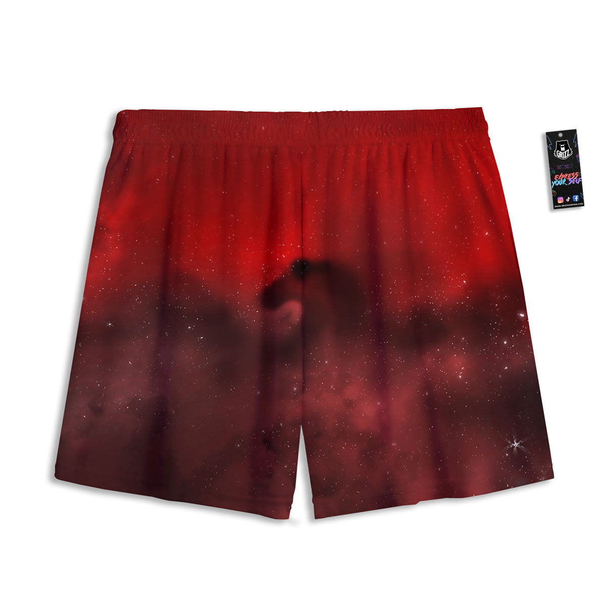 Space Cloud Red Galaxy Print Mesh Shorts