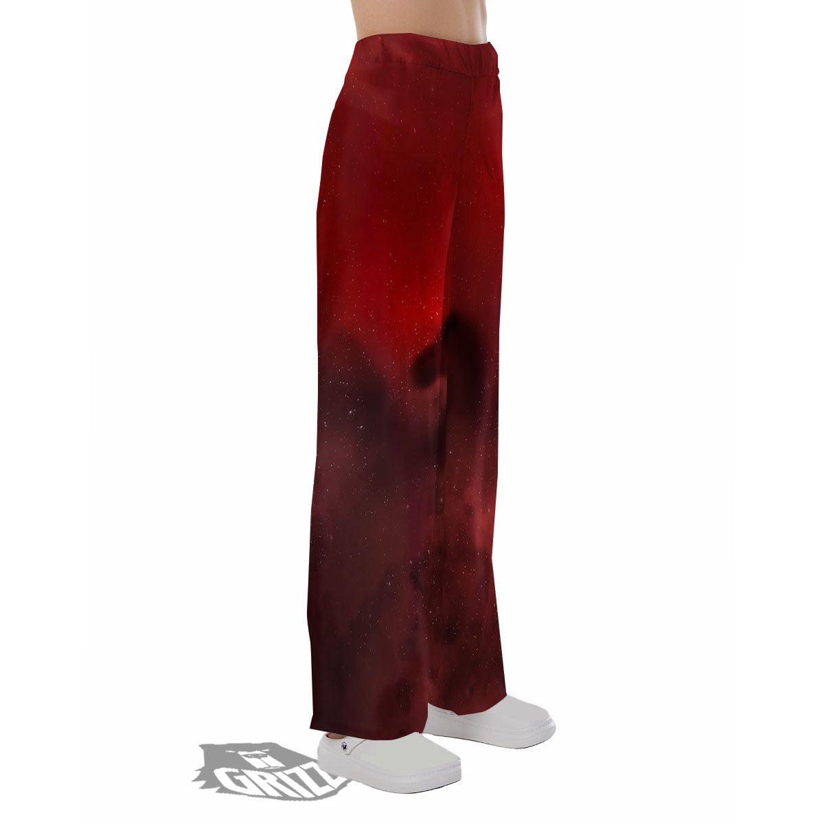 Space Cloud Red Galaxy Print Pajama Pants-grizzshop