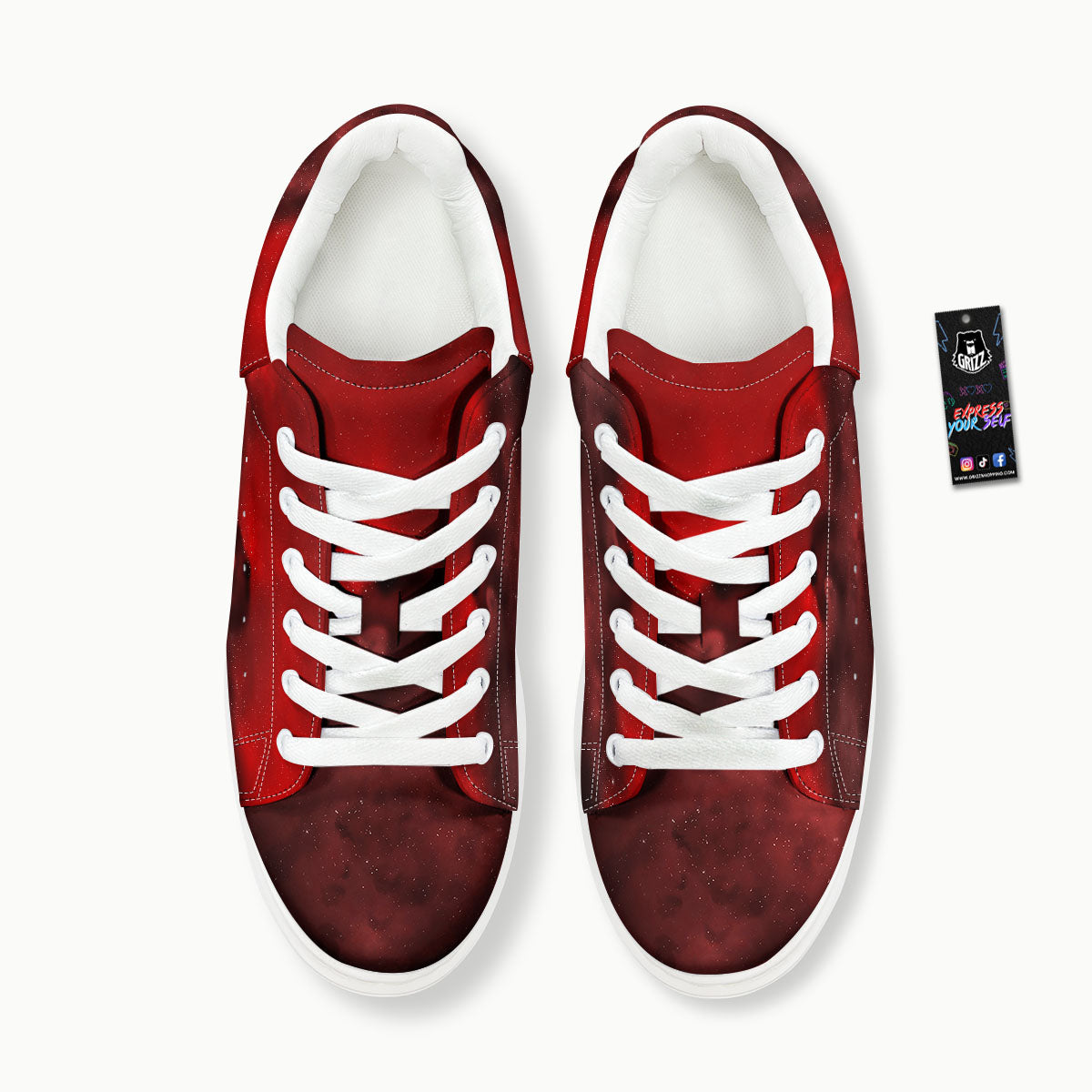 Space Cloud Red Galaxy Print Platform Shoes-grizzshop