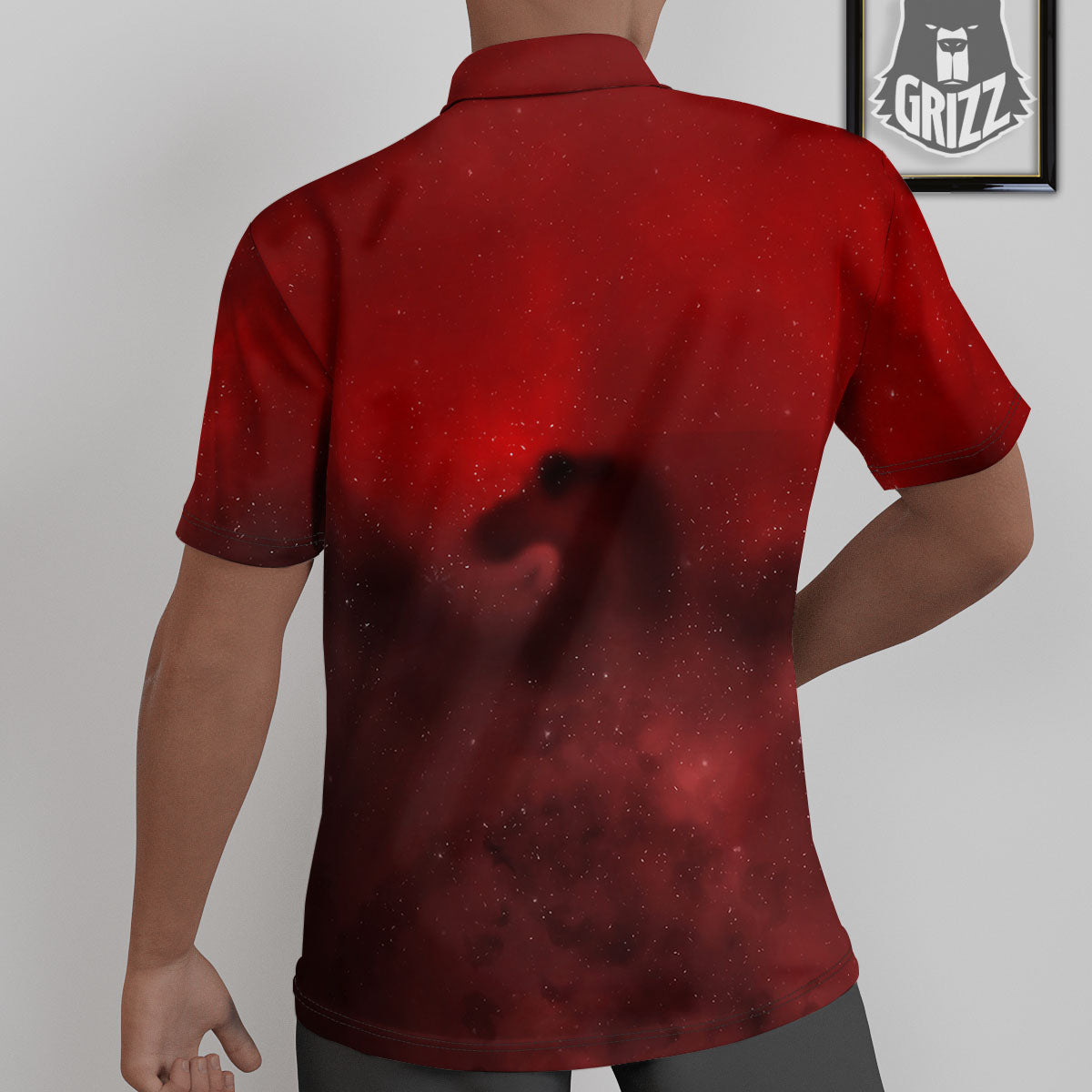 Space Cloud Red Galaxy Print Untucked Shirts-grizzshop