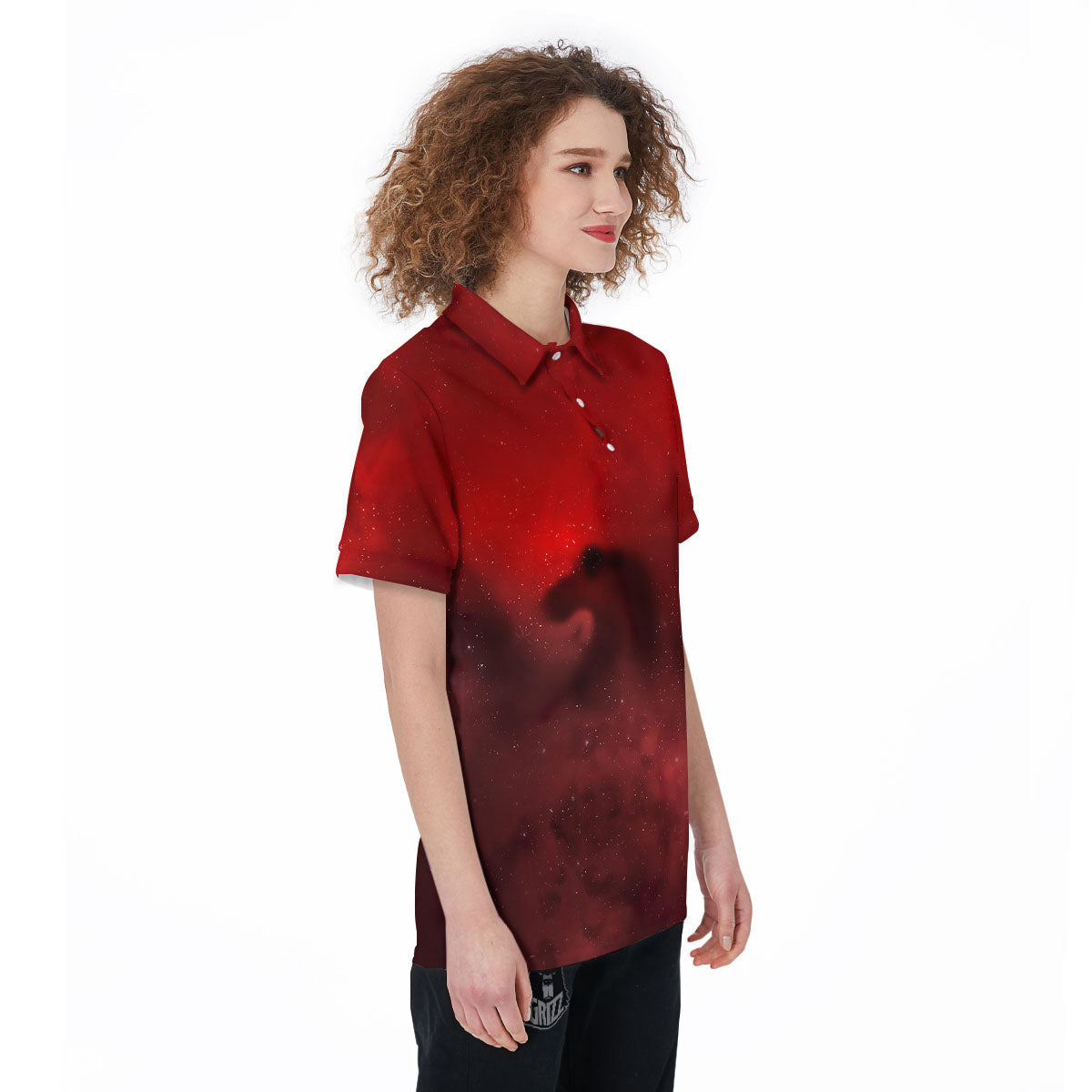 Space Cloud Red Galaxy Print Women's Golf Shirts-grizzshop