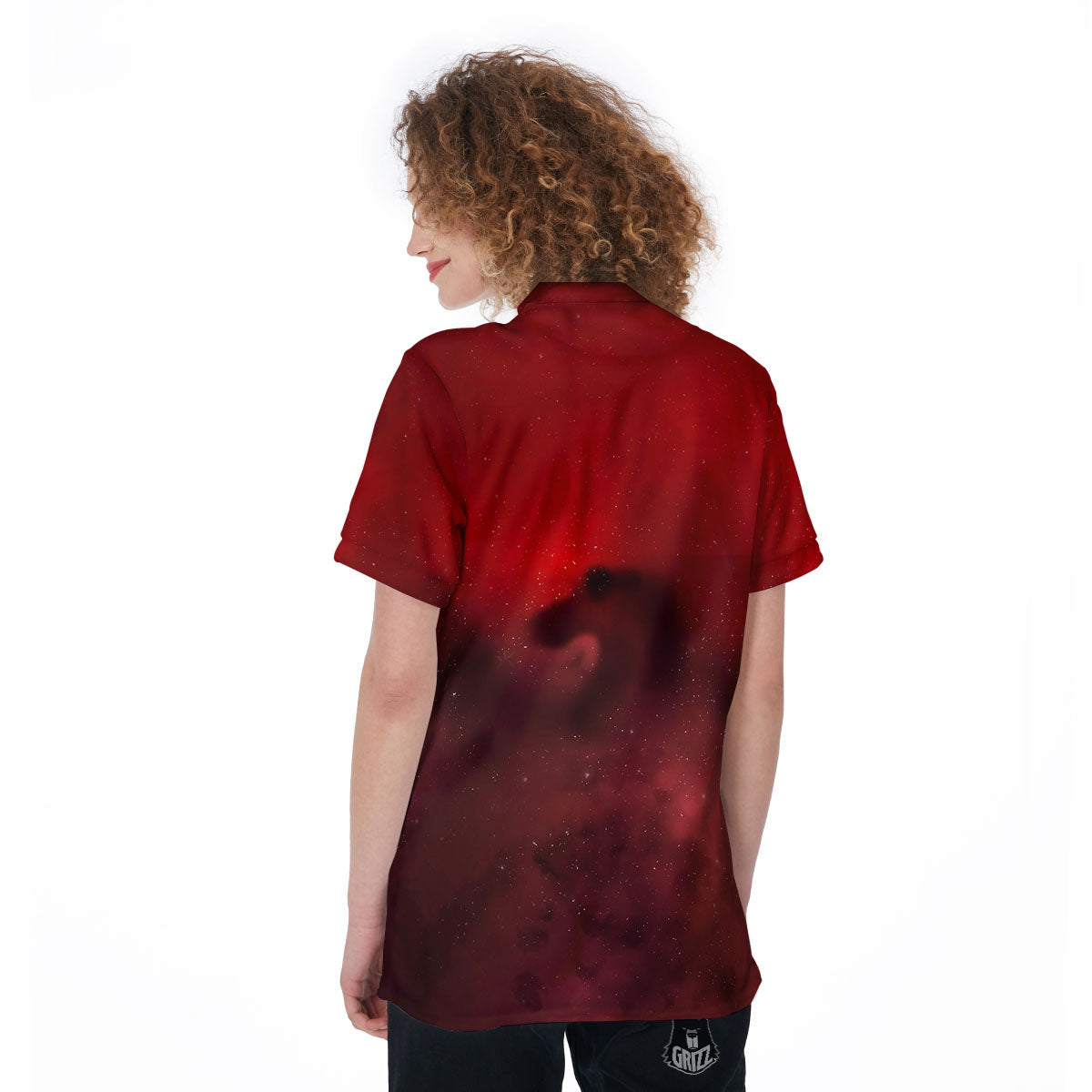 Space Cloud Red Galaxy Print Women's Golf Shirts-grizzshop