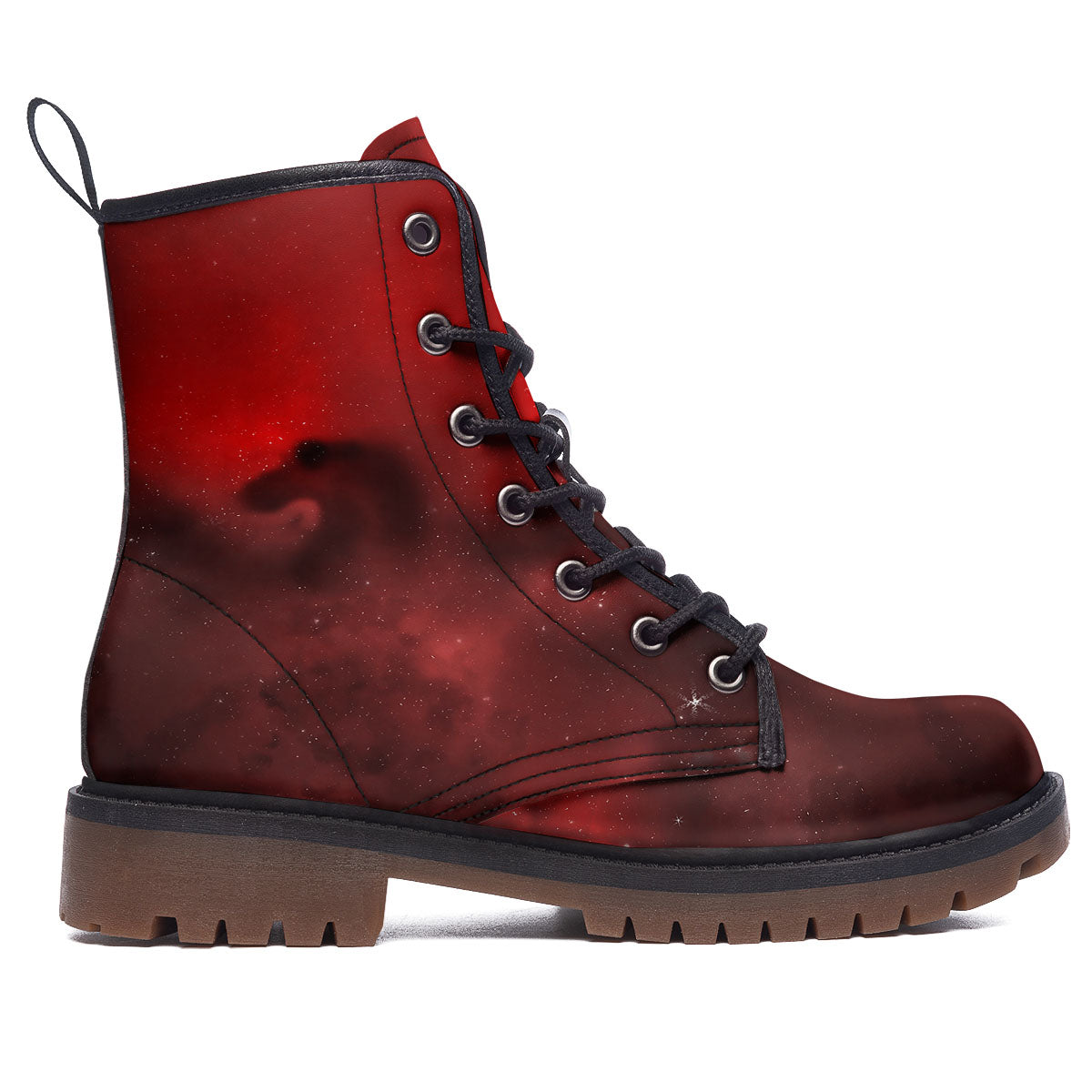 Space Cloud Red Galaxy Print Work Boots-grizzshop