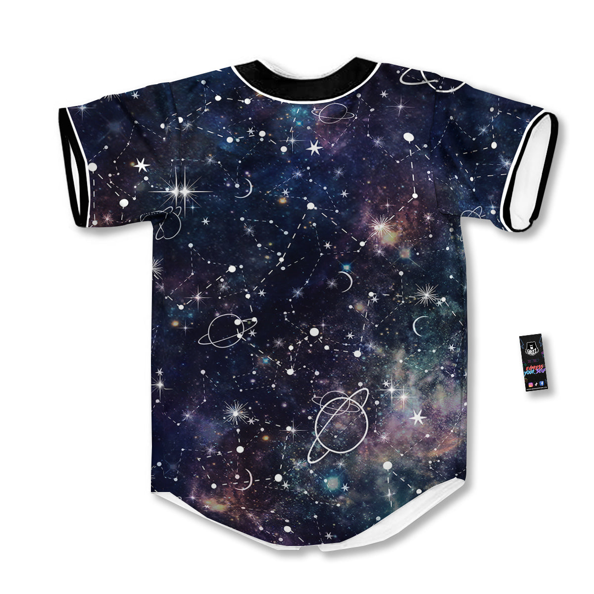 Space Constellation Galaxy Print Baseball Jersey-grizzshop