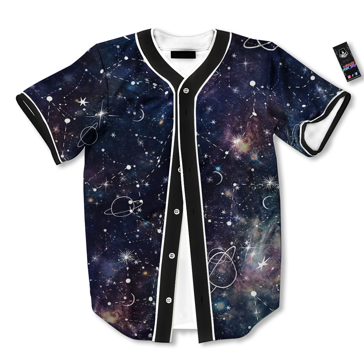 Space Constellation Galaxy Print Baseball Jersey-grizzshop