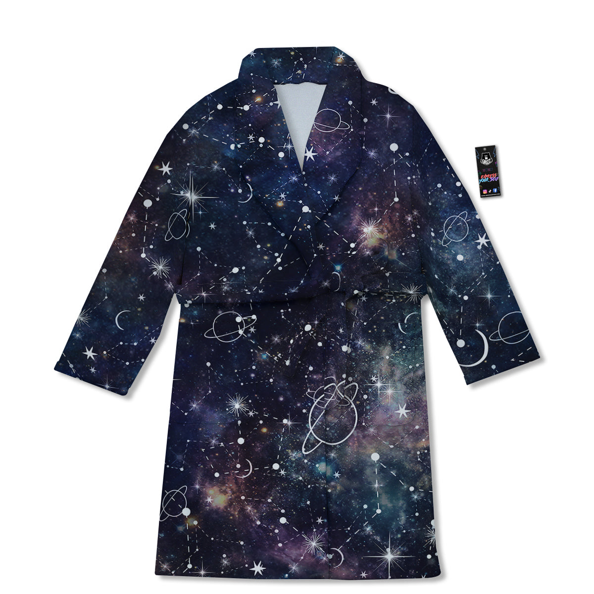 Space Constellation Galaxy Print Bathrobe-grizzshop