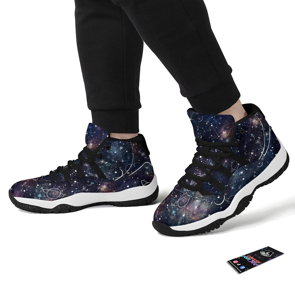 Space Constellation Galaxy Print Black Bball Shoes-grizzshop