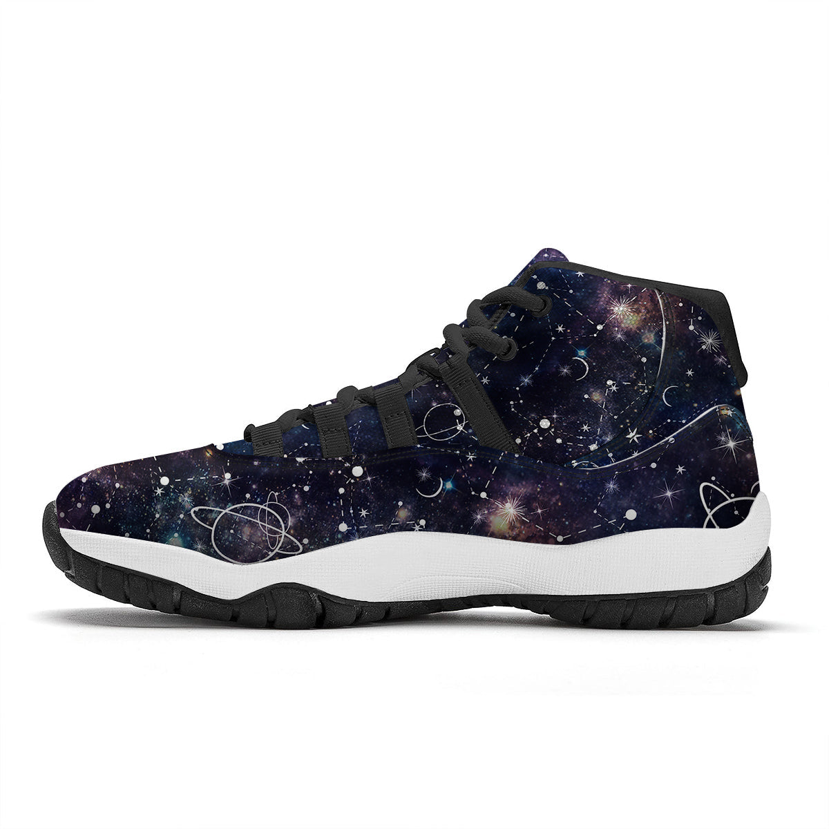 Space Constellation Galaxy Print Black Bball Shoes-grizzshop