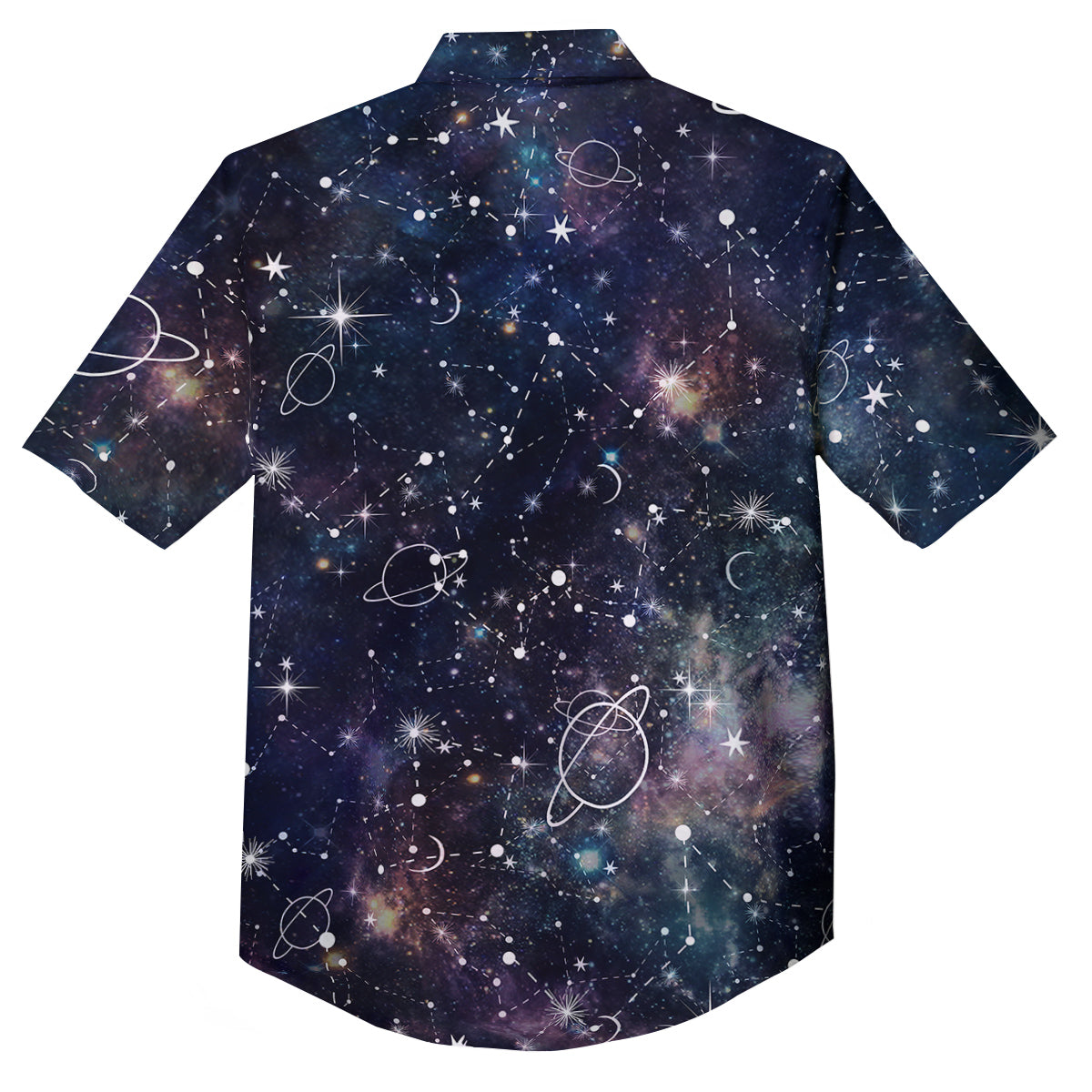 Space Constellation Galaxy Print Button Up Shirt-grizzshop