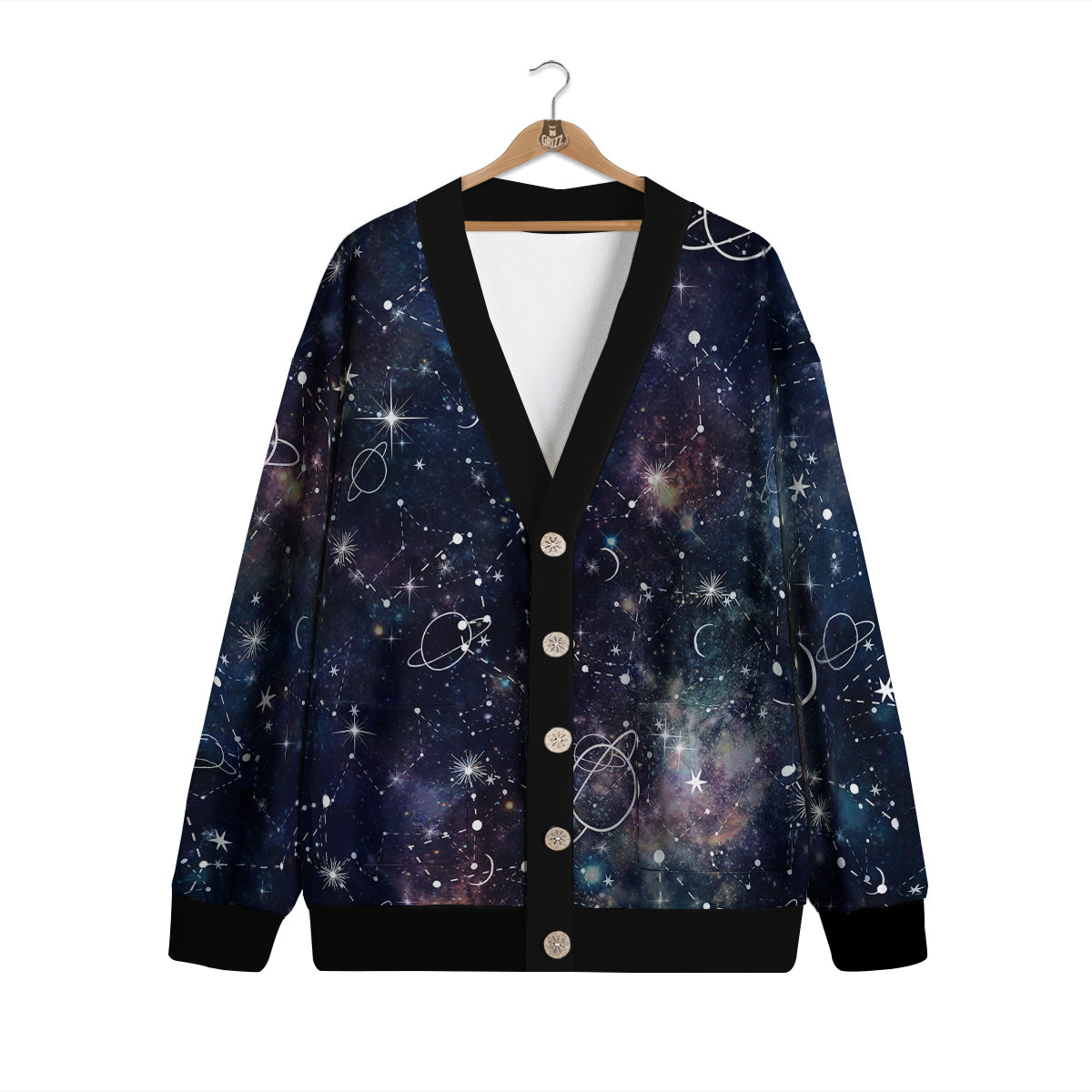 Space Constellation Galaxy Print Cardigan-grizzshop