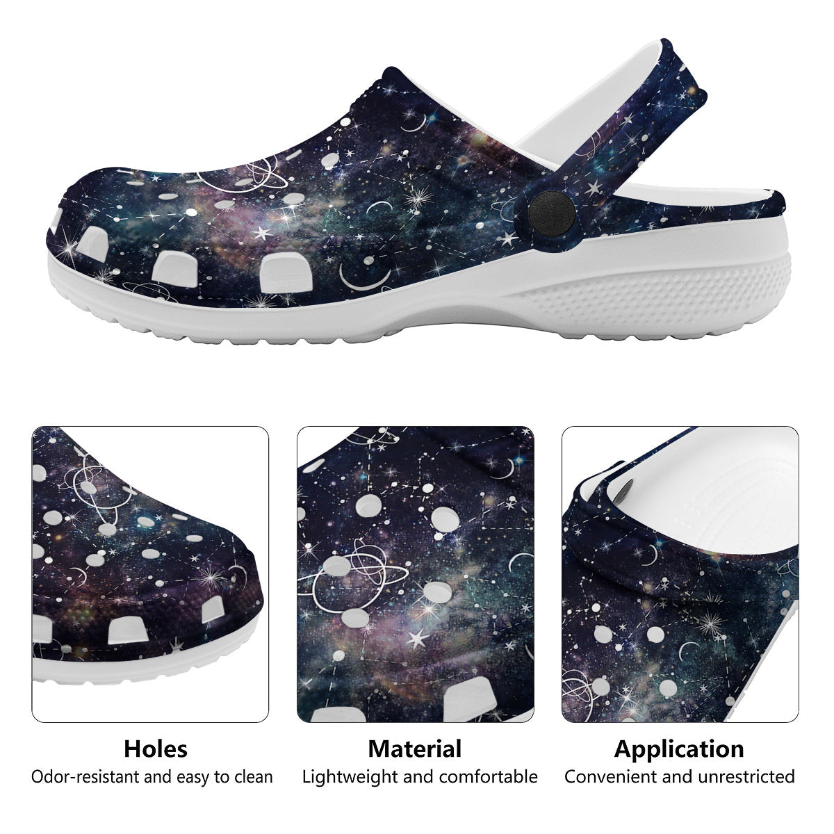 Space Constellation Galaxy Print Clog-grizzshop