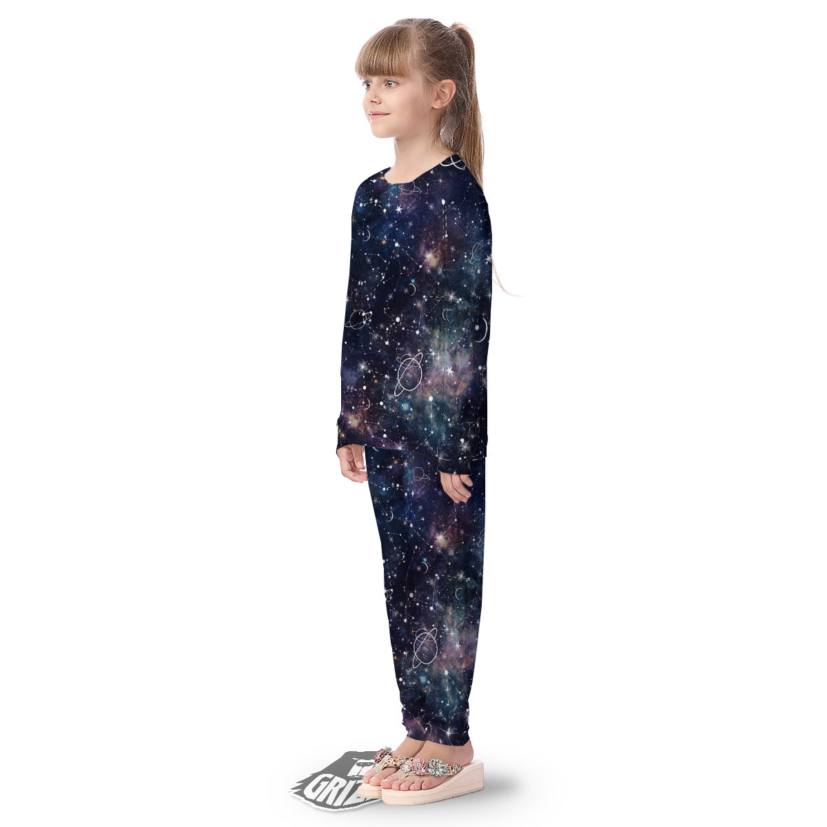 Space Constellation Galaxy Print Kid's Pajamas-grizzshop