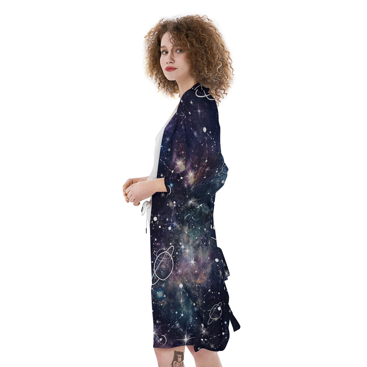 Space Constellation Galaxy Print Kimono-grizzshop