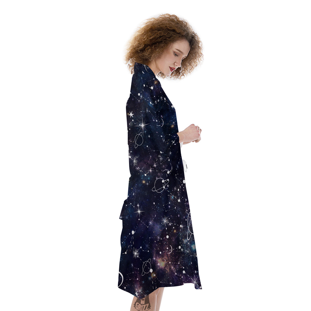 Space Constellation Galaxy Print Kimono-grizzshop