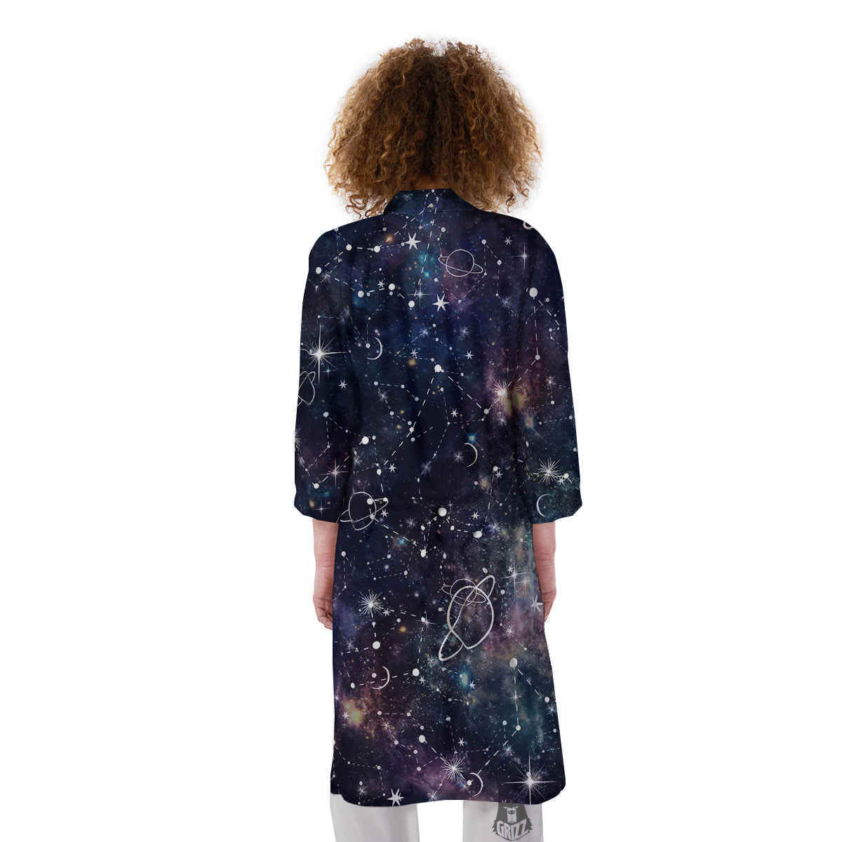 Space Constellation Galaxy Print Kimono-grizzshop