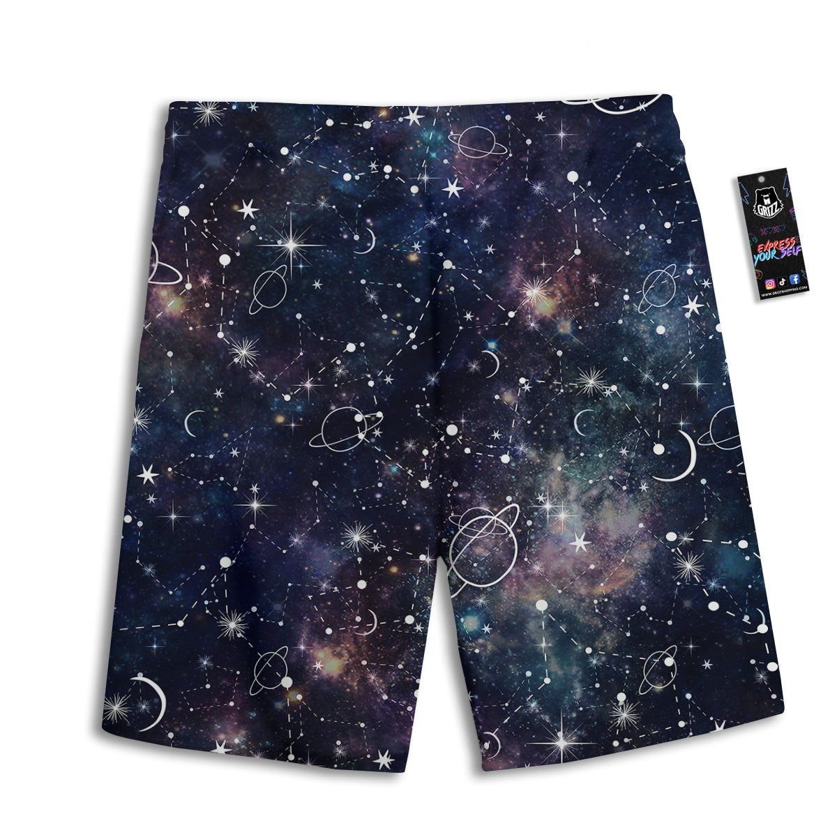 Space Constellation Galaxy Print Men's Athletic Shorts