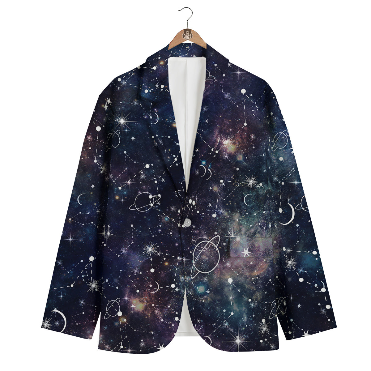 Space Constellation Galaxy Print Men's Blazer-grizzshop
