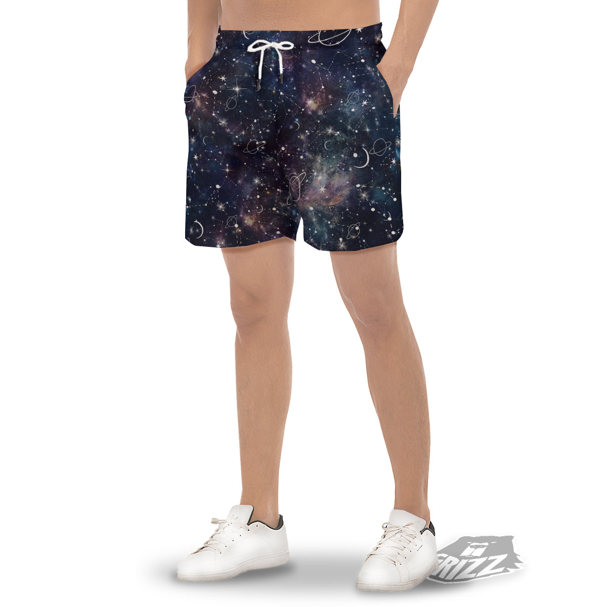 Space Constellation Galaxy Print Men's Gym Shorts-grizzshop