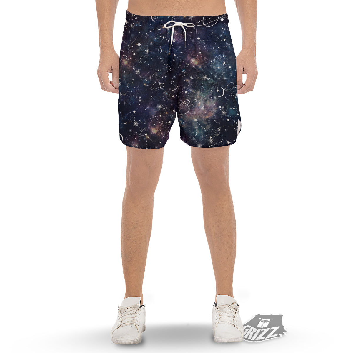Space Constellation Galaxy Print Men's Gym Shorts-grizzshop