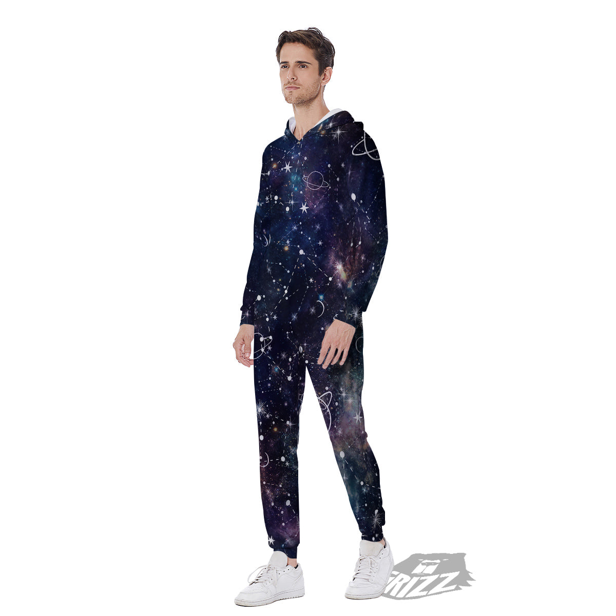 Space Constellation Galaxy Print Men's Jumpsuit-grizzshop