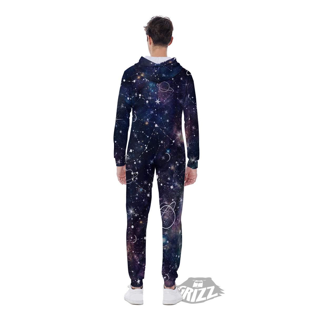 Space Constellation Galaxy Print Men's Jumpsuit-grizzshop