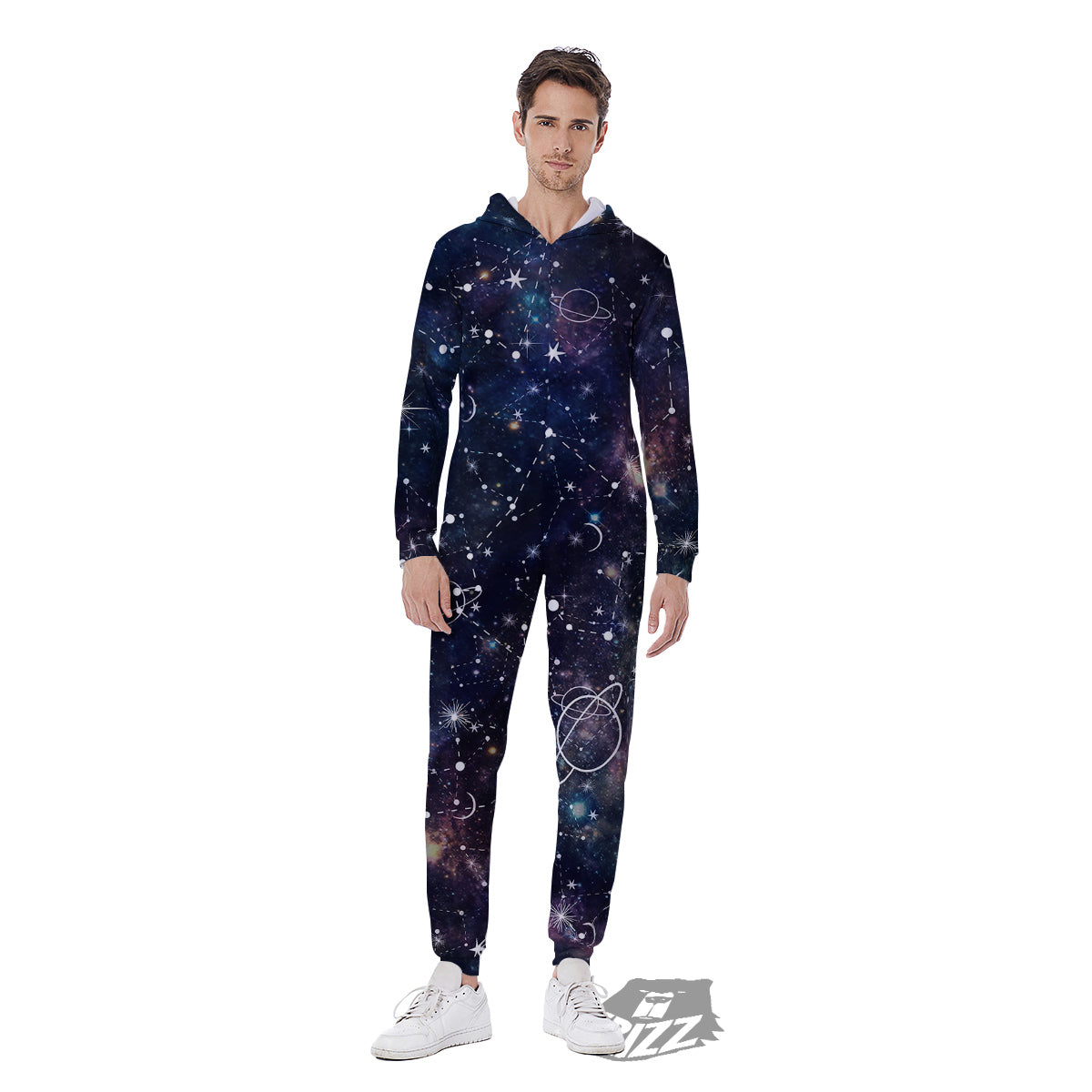 Space Constellation Galaxy Print Men's Jumpsuit-grizzshop