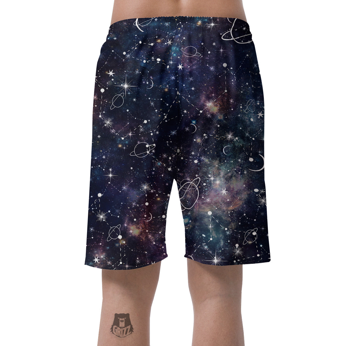 Space Constellation Galaxy Print Men's Shorts-grizzshop
