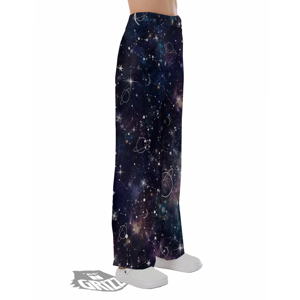 Space Constellation Galaxy Print Pajama Pants-grizzshop