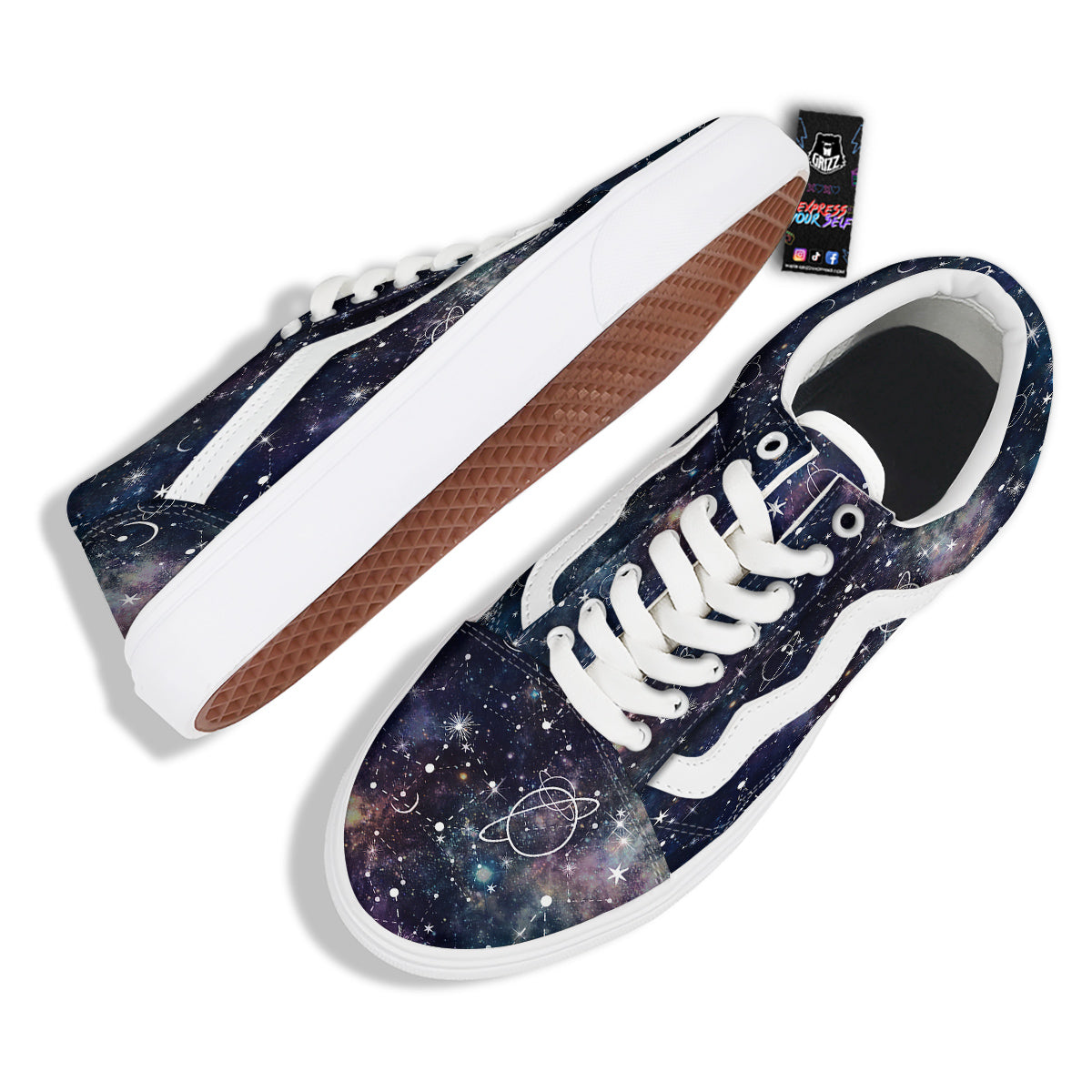 Space Constellation Galaxy Print Skate Shoes-grizzshop