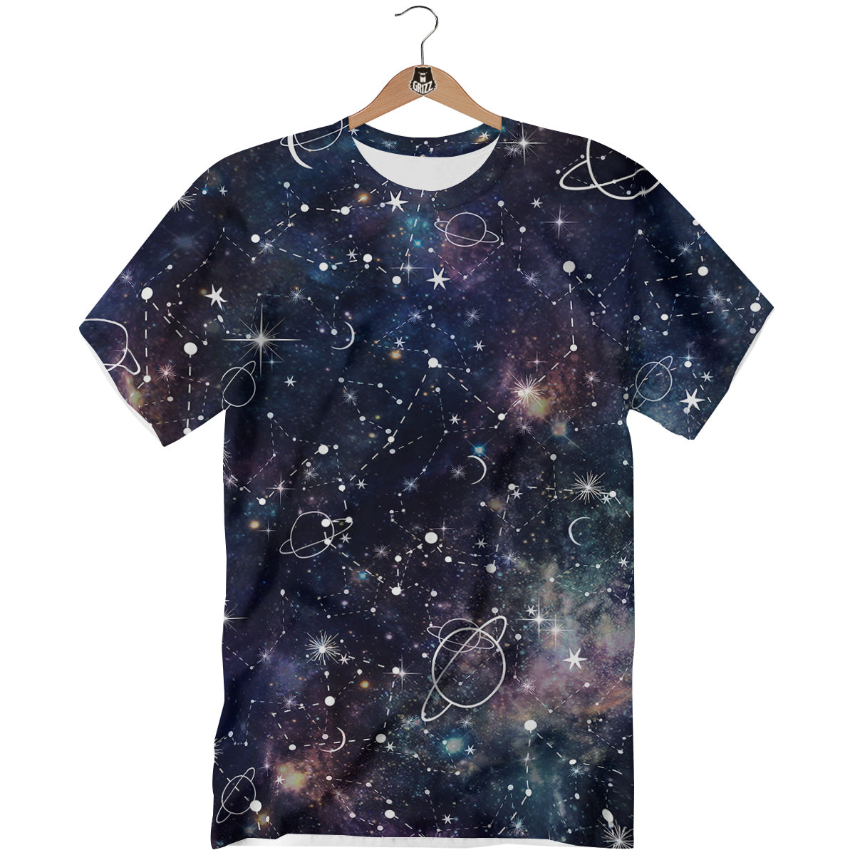 Space Constellation Galaxy Print T-Shirt-grizzshop